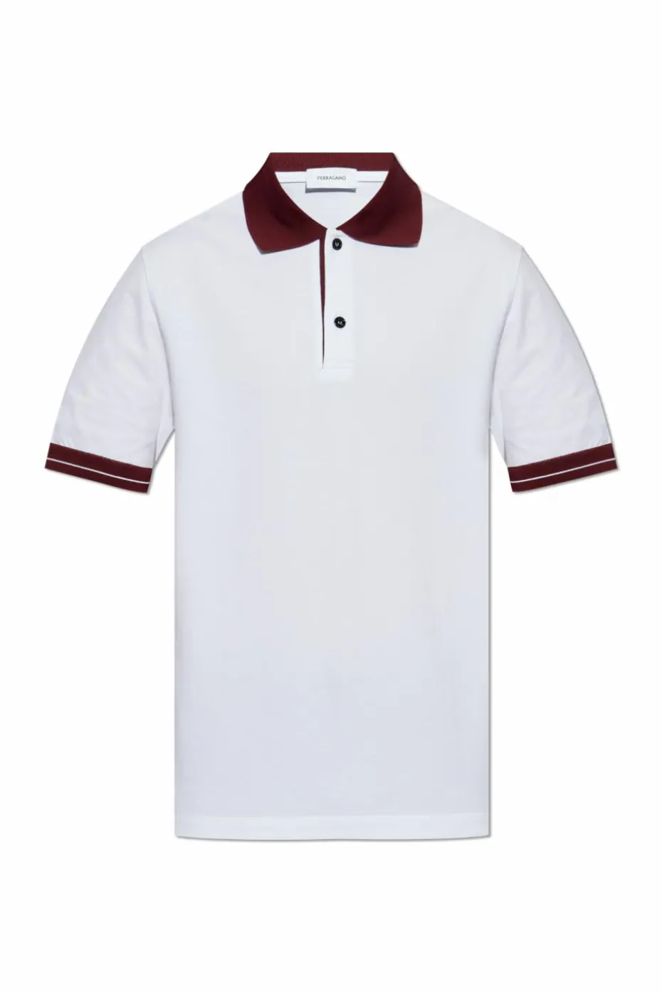FERRAGAMO BIAŁY Bawełniane polo