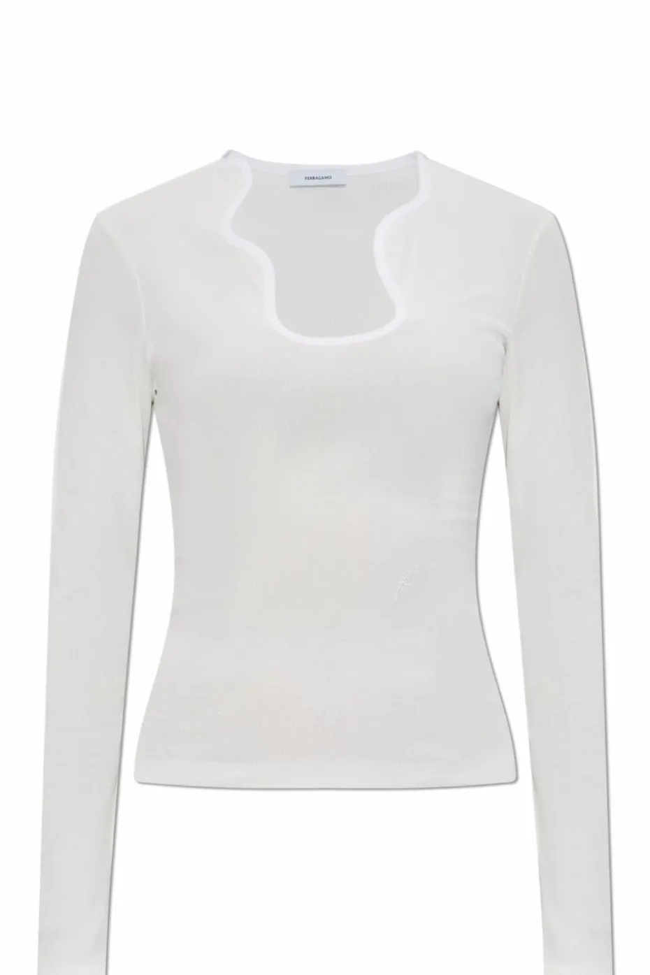 FERRAGAMO BIAŁY Prążkowany top