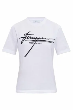 FERRAGAMO BIAŁY T-shirt z logo