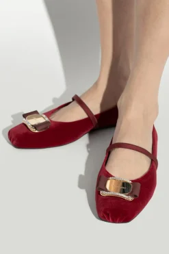 FERRAGAMO BORDO Aksamitne baleriny `Zina`
