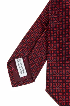 FERRAGAMO BORDO Jedwabny krawat