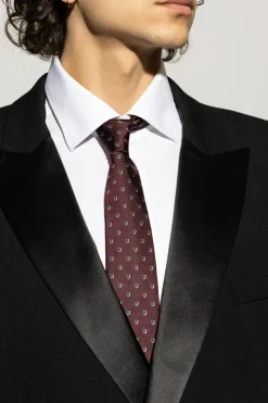 FERRAGAMO BORDO Jedwabny krawat