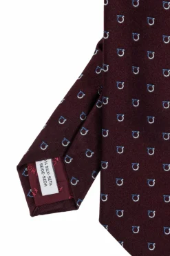 FERRAGAMO BORDO Jedwabny krawat