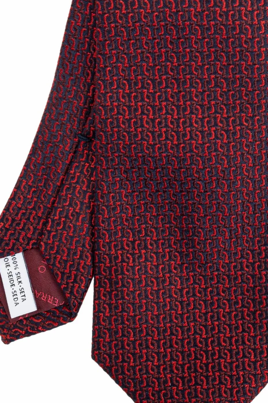 FERRAGAMO BORDO Jedwabny krawat