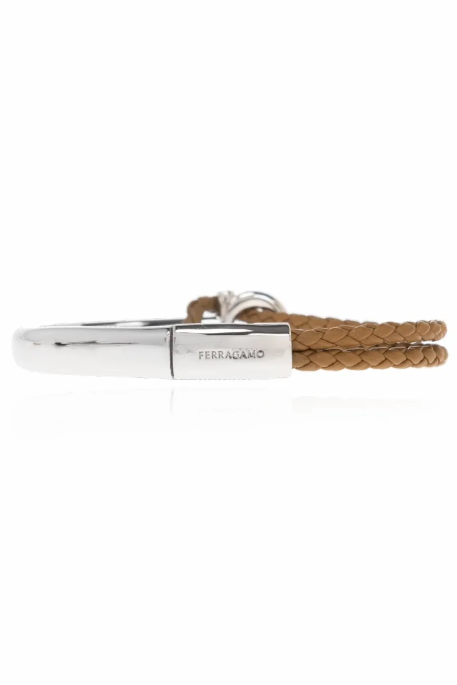FERRAGAMO BRĄZOWY Bransoleta z wygrawerowanym logo