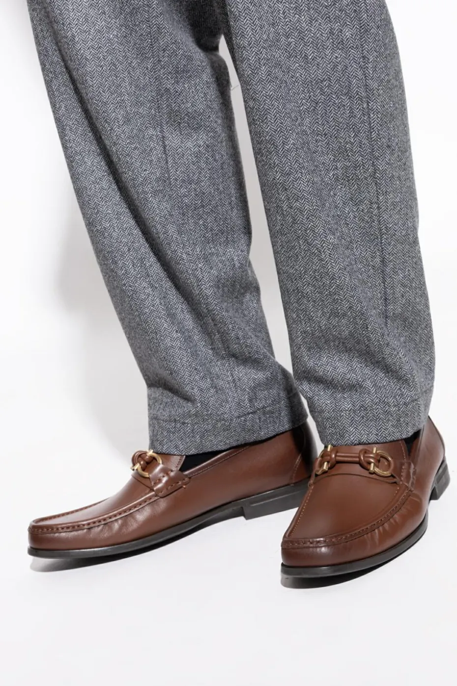 FERRAGAMO BRĄZOWY Buty `Alain` typu `loafers`