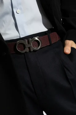 FERRAGAMO BRĄZOWY Dwustronny pasek