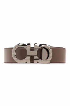 FERRAGAMO BRĄZOWY Dwustronny pasek ‘Adjus’