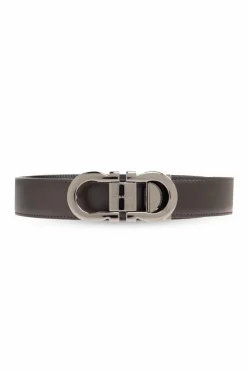 FERRAGAMO BRĄZOWY Dwustronny pasek z logo