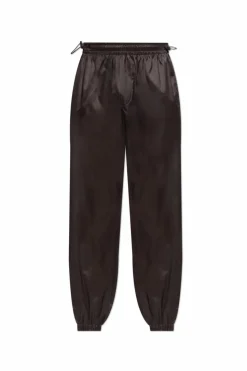 FERRAGAMO BRĄZOWY Jedwabne spodnie