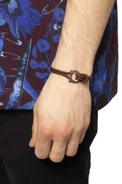 FERRAGAMO BRĄZOWY Pleciona bransoleta