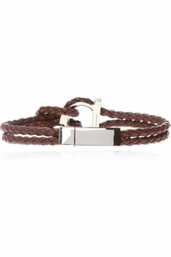 FERRAGAMO BRĄZOWY Pleciona bransoleta