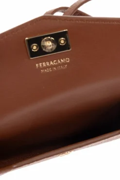 FERRAGAMO BRĄZOWY Saszetka na pasku