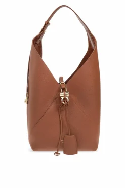 FERRAGAMO BRĄZOWY Skórzana torba na ramię