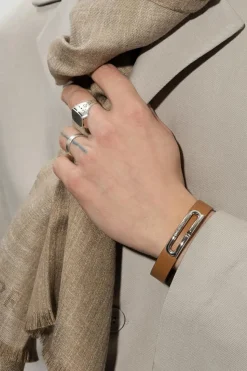 FERRAGAMO BRĄZOWY Skórzana bransoleta