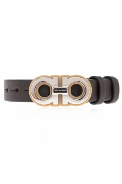 FERRAGAMO BRĄZOWY Skórzana bransoleta