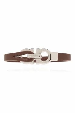 FERRAGAMO BRĄZOWY Skórzana bransoleta