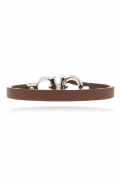 FERRAGAMO BRĄZOWY Skórzana bransoleta