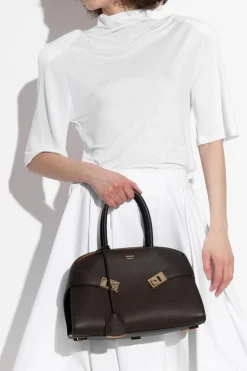FERRAGAMO BRĄZOWY Skórzana torba do ręki `Hug S`