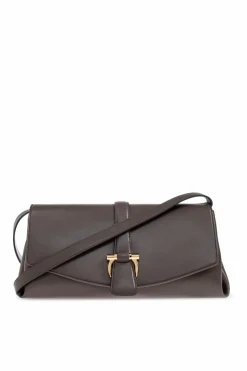 FERRAGAMO BRĄZOWY Skórzana torba na ramię
