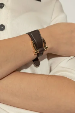 FERRAGAMO BRĄZOWY Skórzana bransoleta