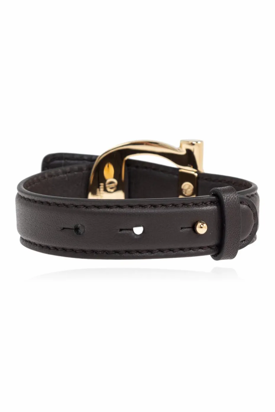 FERRAGAMO BRĄZOWY Skórzana bransoleta