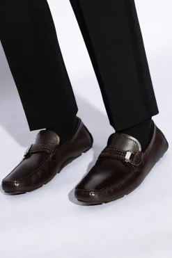 FERRAGAMO BRĄZOWY Skórzane buty `Calipso`