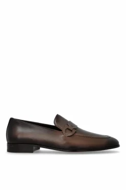 FERRAGAMO BRĄZOWY Skórzane buty `Bonny`