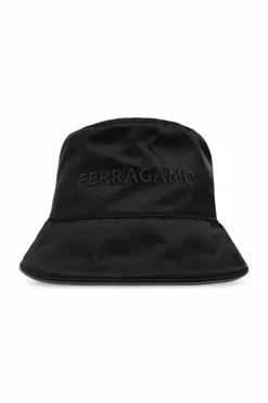 FERRAGAMO CZARNY Czapka typu `bucket`