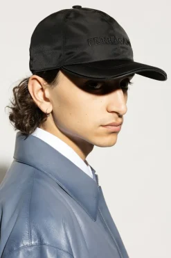 FERRAGAMO CZARNY Czapka z daszkiem z logo