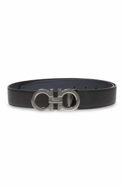 FERRAGAMO CZARNY Dwustronny pasek