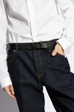 FERRAGAMO CZARNY Dwustronny pasek