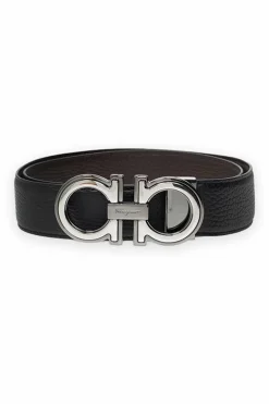FERRAGAMO CZARNY Dwustronny pasek z logo