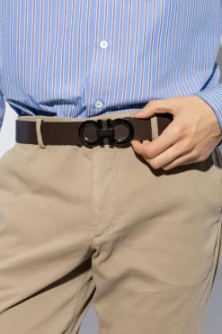 FERRAGAMO CZARNY Dwustronny pasek