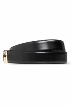 FERRAGAMO CZARNY Dwustronny skórzany pasek