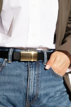 FERRAGAMO CZARNY Dwustronny pasek