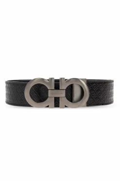 FERRAGAMO CZARNY Dwustronny pasek