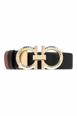 FERRAGAMO CZARNY Dwustronny pasek