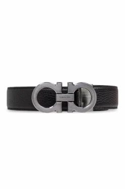 FERRAGAMO CZARNY Dwustronny pasek