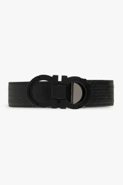 FERRAGAMO CZARNY Dwustronny pasek
