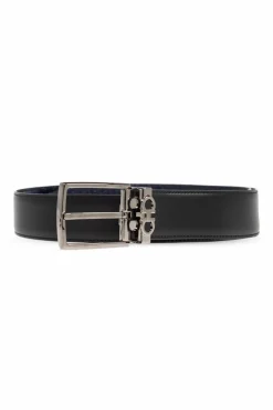 FERRAGAMO CZARNY Dwustronny pasek