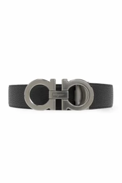 FERRAGAMO CZARNY Dwustronny pasek