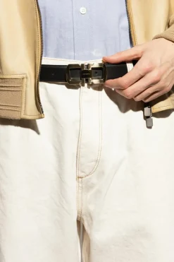 FERRAGAMO CZARNY Dwustronny pasek