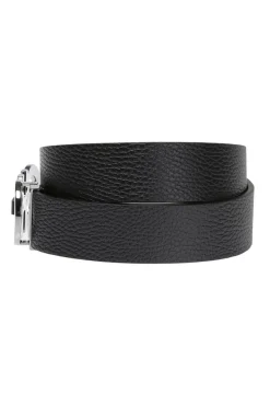 FERRAGAMO CZARNY Dwustronny skórzany pasek