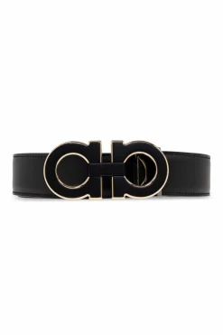 FERRAGAMO CZARNY Dwustronny pasek