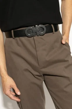 FERRAGAMO CZARNY Dwustronny pasek