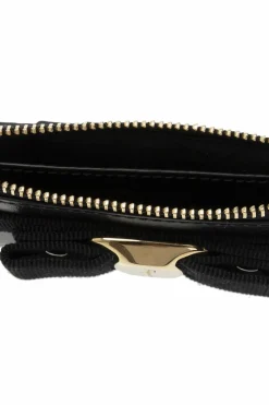 FERRAGAMO CZARNY Etui na karty z kokardą