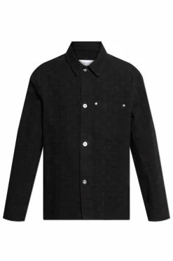 FERRAGAMO CZARNY Jeansowa koszula z monogramem