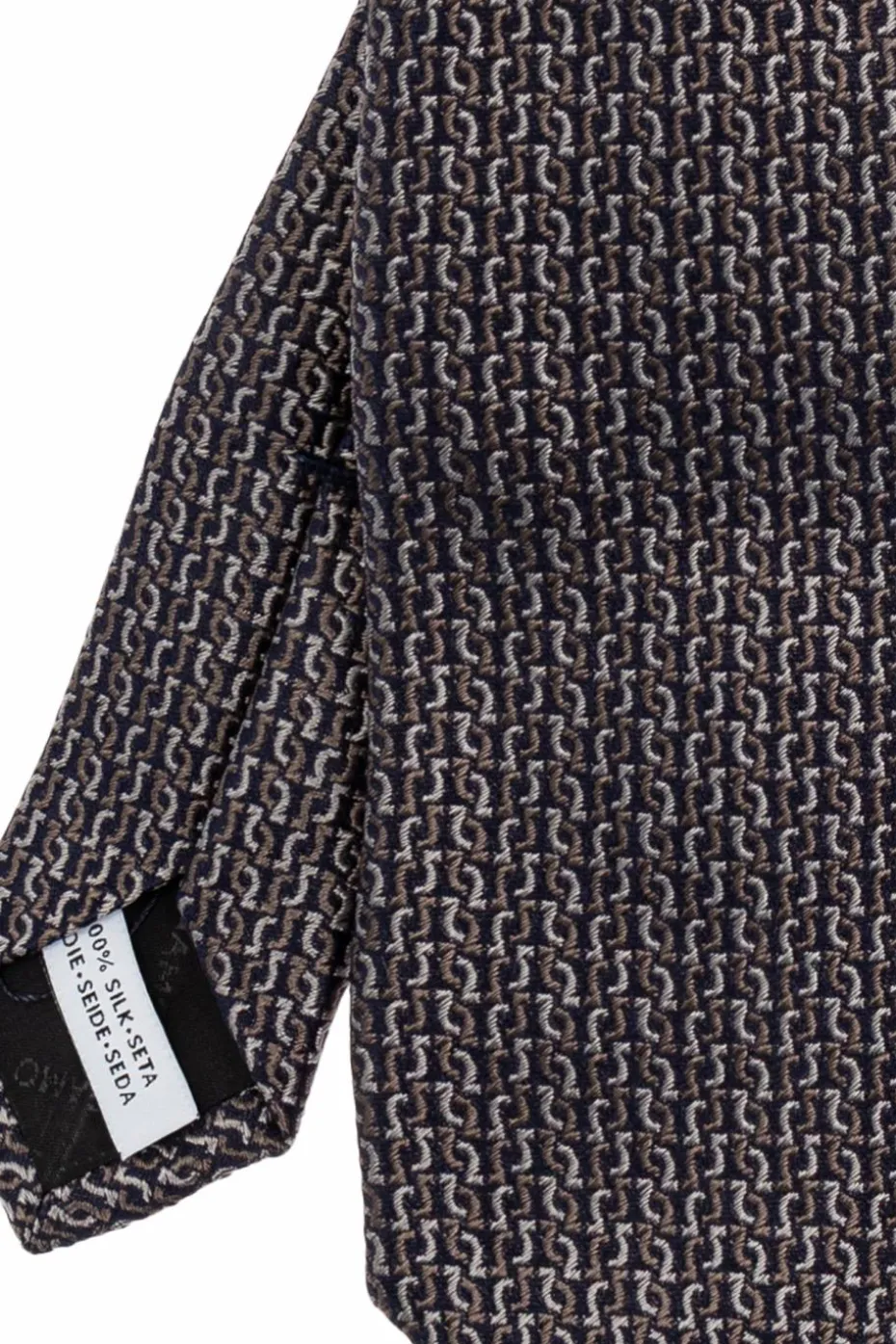 FERRAGAMO CZARNY Jedwabny krawat