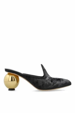 FERRAGAMO CZARNY Klapki na obcasie `Tasha`